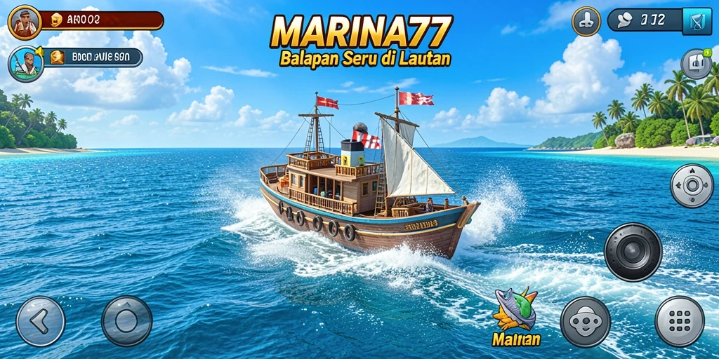 Tampilan gameplay MARINA77 yang seru saat balapan di laut.
