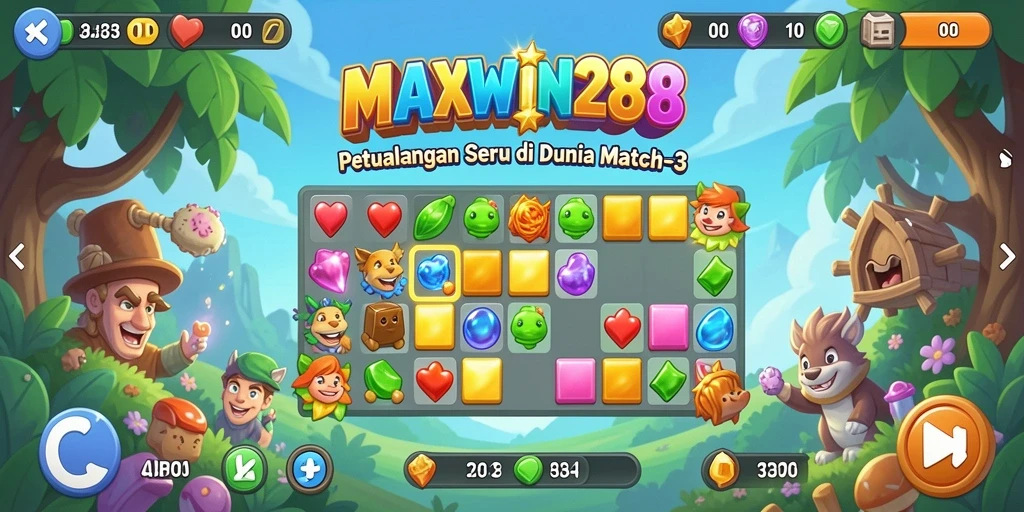 Menampilkan gameplay seru dengan tantangan Match-3.